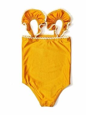 Zimmermann Girls' Golden Yellow Ruffle One-Piece Swimsuit
